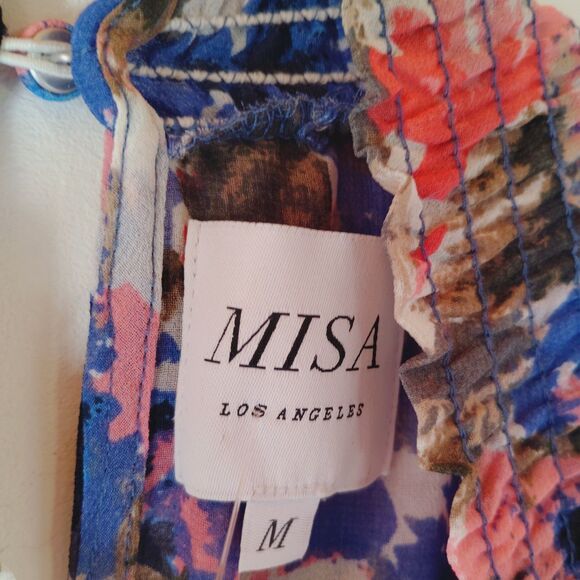 Misa Los Angeles Savanna Dress Floral Print Asymmetrical Ruffle Multicolor M - Picture 6 of 9